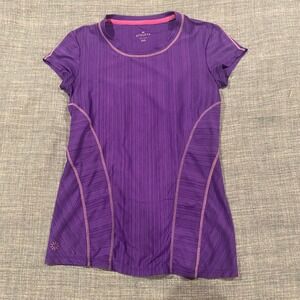 Athleta Womens XXS Purple Space Dye Short Sleeve Performance Workout Tee Run Gym